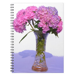 Elegant pink purple floral hydrangeas spiral notebook