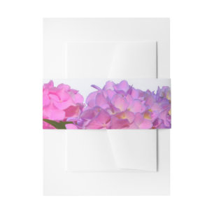 Elegant pink purple florals hydrangeas invitation belly band