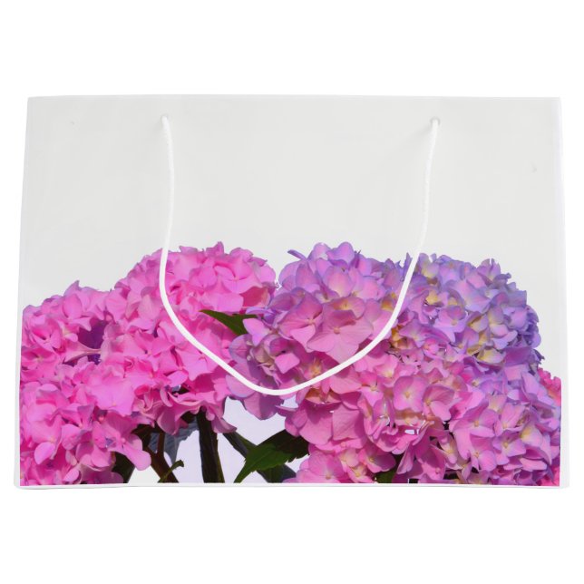 Elegant pink purple florals hydrangeas large gift bag (Front)