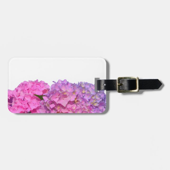 Elegant pink purple florals hydrangeas luggage tag (Front Horizontal)