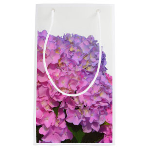 Elegant pink purple florals hydrangeas small gift bag