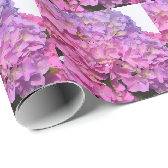 Elegant pink purple florals hydrangeas wrapping paper (Roll Corner)