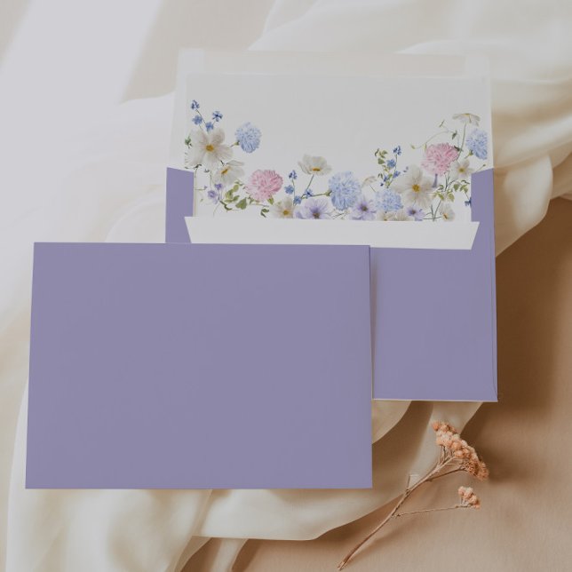Elegant Pink Purple Flowers Bridal Shower Envelope (Watercolor Pink & Purple Bouquet Wedding Envelope)
