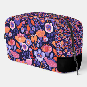 Elegant pink purple folk floral pattern dopp kit