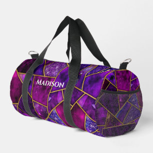 Elegant pink purple girly geometric duffle bag