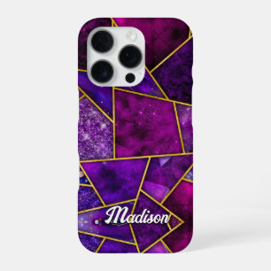 Elegant pink purple girly geometric iPhone 16 pro case