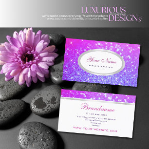 Elegant Pink Purple Glitter Sparkle Stars on White Business Card
