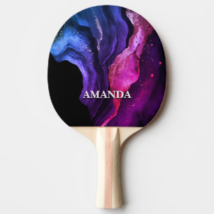 Elegant pink purple marble art faux glitter ping pong paddle