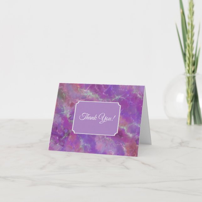 Elegant Pink, Purple Marble Pattern Thank You Card (Front)
