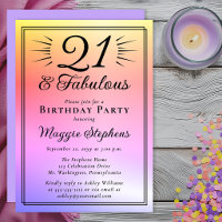Elegant Pink Purple Ombre Fabulous 21st Birthday