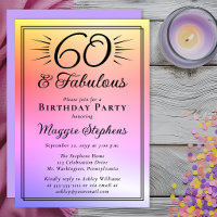 Elegant Pink Purple Ombre Fabulous 60th Birthday