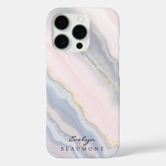 Elegant Pink Purple Pastel Marble Customisable Case-Mate iPhone Case (Back)