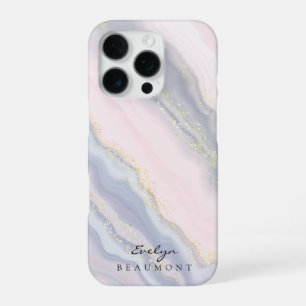 Elegant Pink Purple Pastel Marble Customisable iPhone 16 Pro Case