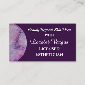 Elegant Pink Purple Watercolor Aesthetician & QR Business Card
