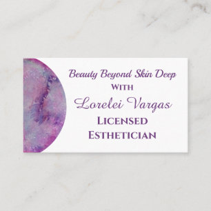 Elegant Pink Purple Watercolor Aesthetician & QR Business Card