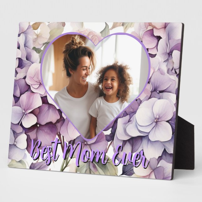 Elegant pink purple watercolor hydrangeas  plaque (Side)