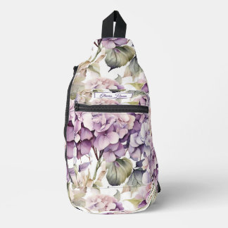 Elegant pink purple watercolor hydrangeas  sling bag