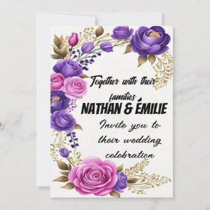 Elegant Pink purple wedding invitation 