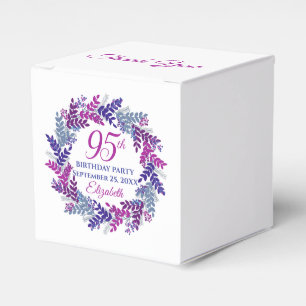 Elegant Pink Purple Wreath 95th Birthday Party Favour Box
