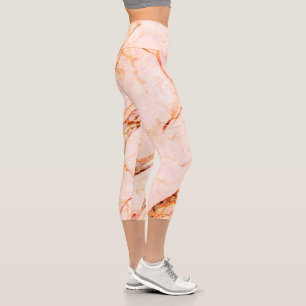 Elegant Pink Quartz Marble Capri Leggings