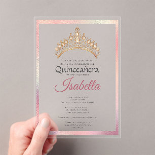 Elegant Pink Quinceanera 15th Birthday Acrylic Invitations