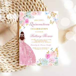 Elegant Pink Quinceañera Invitation