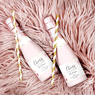 Elegant Pink & Red Floral Bridal Shower Sparkling Wine Label