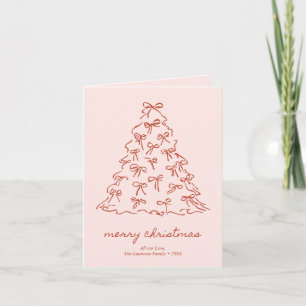 Elegant Pink & Red Folded Merry Christmas No Photo Holiday Card