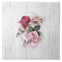 Elegant Pink & Red Roses on Whitewashed Wood