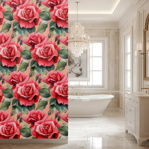 Elegant Pink Red Roses Shower Curtain