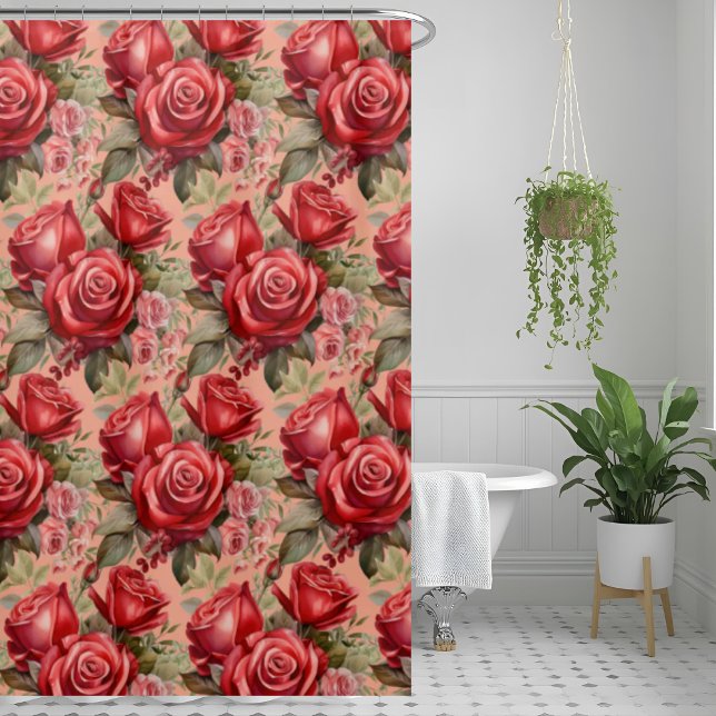 Elegant Pink Red Roses Shower Curtain (Creator Uploaded)