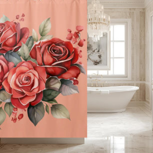 Elegant Pink Red Roses Shower Curtain
