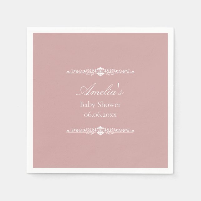 Elegant Pink Regency Style Baby Shower  Napkin (Front)
