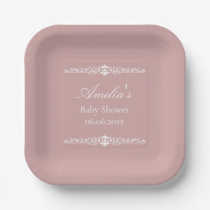 Elegant Pink Regency Style Baby Shower Paper Plate