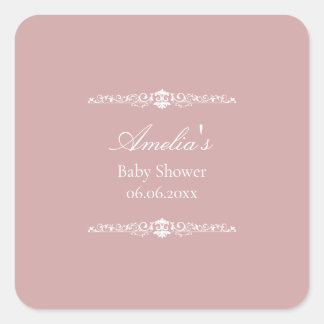 Elegant Pink Regency Style Baby Shower  Square Sticker