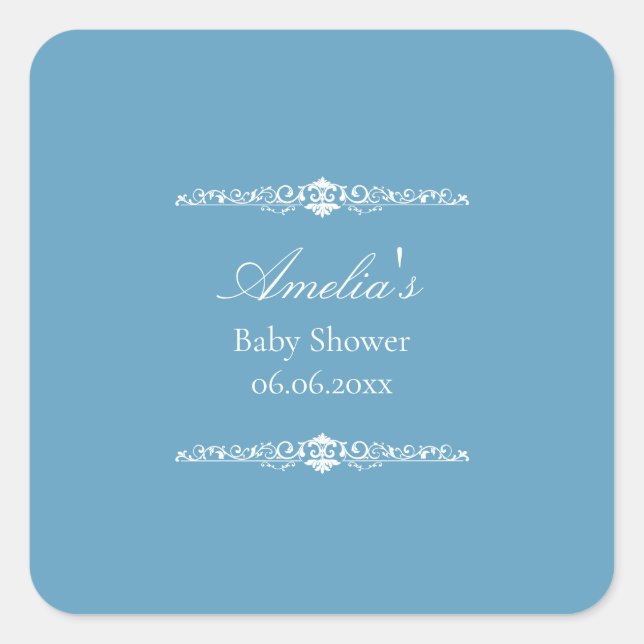 Elegant Pink Regency Style Baby Shower  Square Sticker (Front)