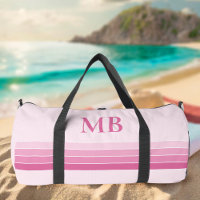 Elegant Pink Retro Stripes Monogram