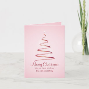 Elegant Pink ribbon chrristmas tree  Card