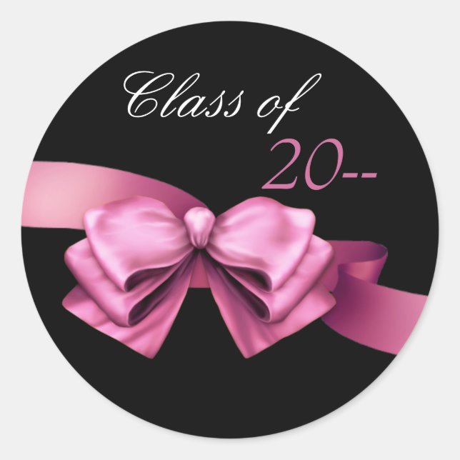 Elegant Pink Ribbon Graduation Stickers (Front)