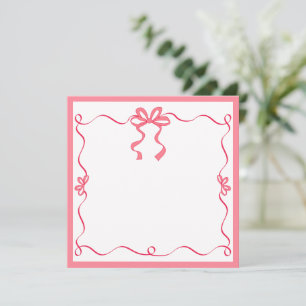 Elegant Pink Ribbon I Thank You, Girly Desk Gift Card
