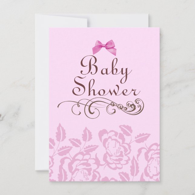 Elegant Pink Rose Baby Shower Invitation (Front)
