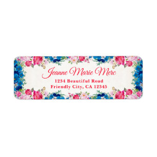 Elegant Pink Rose Blue Flower Floral