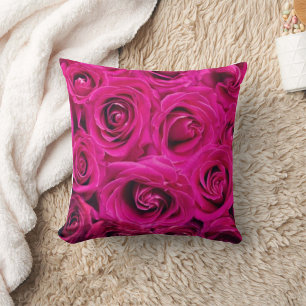 Elegant Pink Rose Bouquet Throw Pillow