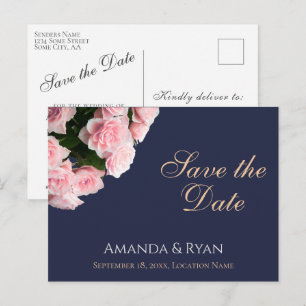 Elegant Pink Rose Bouquet Wedding Save the Date Announcement Postcard