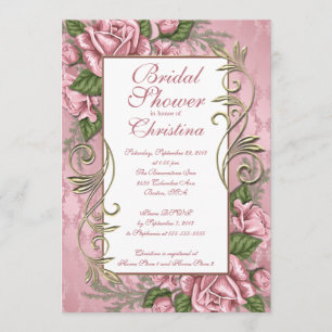 Elegant Pink Rose Bridal Shower invitations