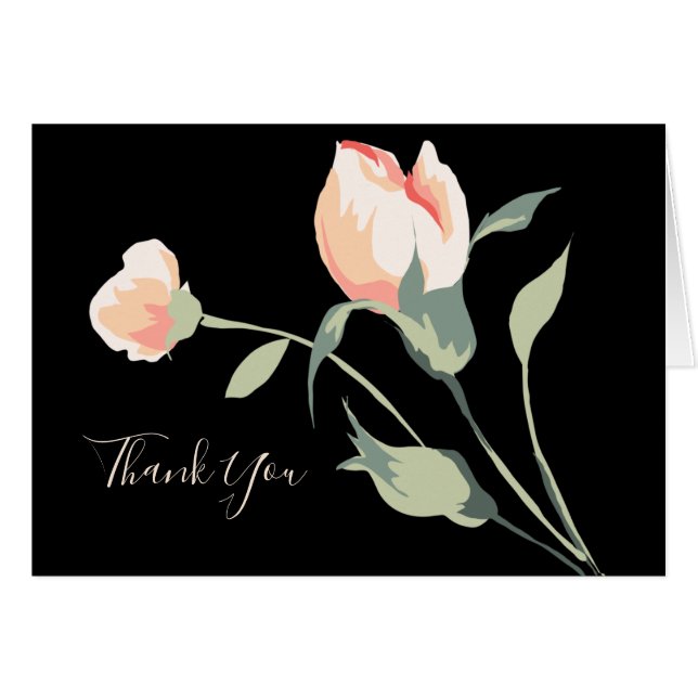 Elegant Pink Rose Buds on Black Background (Front Horizontal)