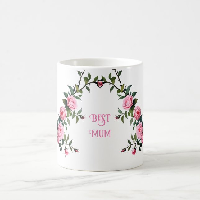 Elegant Pink Rose Coffee Mug (Center)