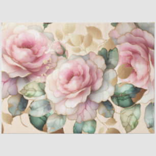 Elegant Pink Rose Decoupage & Gift Wrap Tissue Paper