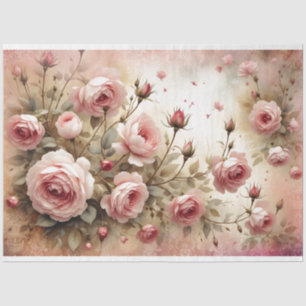 Elegant Pink Rose Decoupage Tissue Paper