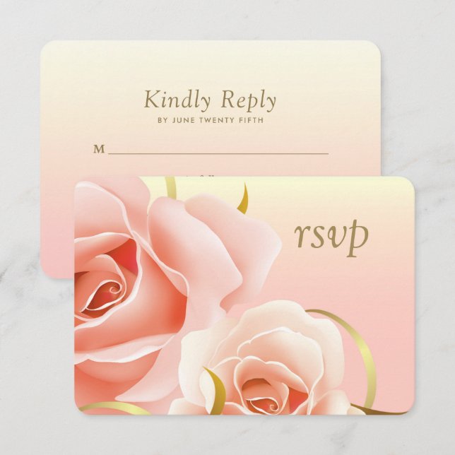 Elegant Pink Rose Design Custom RSVP Cards (Front/Back)